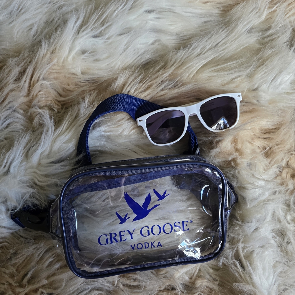 Grey Goose Clear Vinyl Logo Crossbody Bag - Navy Trim